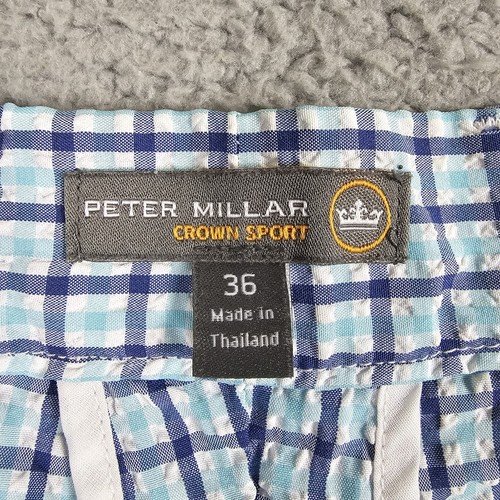 Peter Millar Crown Sport Golf Shorts Mens 36 Blue Check Performance Stretch - Picture 4 of 11