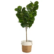 Nearly Natural 6ft. Fiddle Leaf Fig Artificial Tree in Handmade Natural Jute and