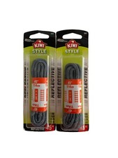 Lot of 2 Kiwi Style 2957 Round Reflective Shoe Laces Gray 45" - New in Package