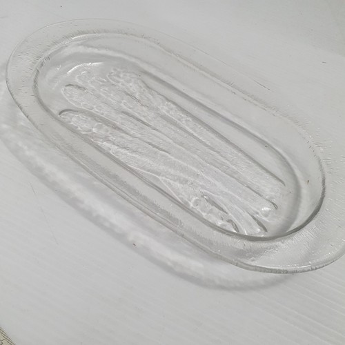 Pressed Clear Glass Asparagus Theme Dish Heavy Vintage MCM - Picture 3 of 7
