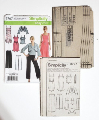 Simplicity Pattern 3797 Women's Szs 14-22 Dress Top Jacket Belt Pants UNCUT