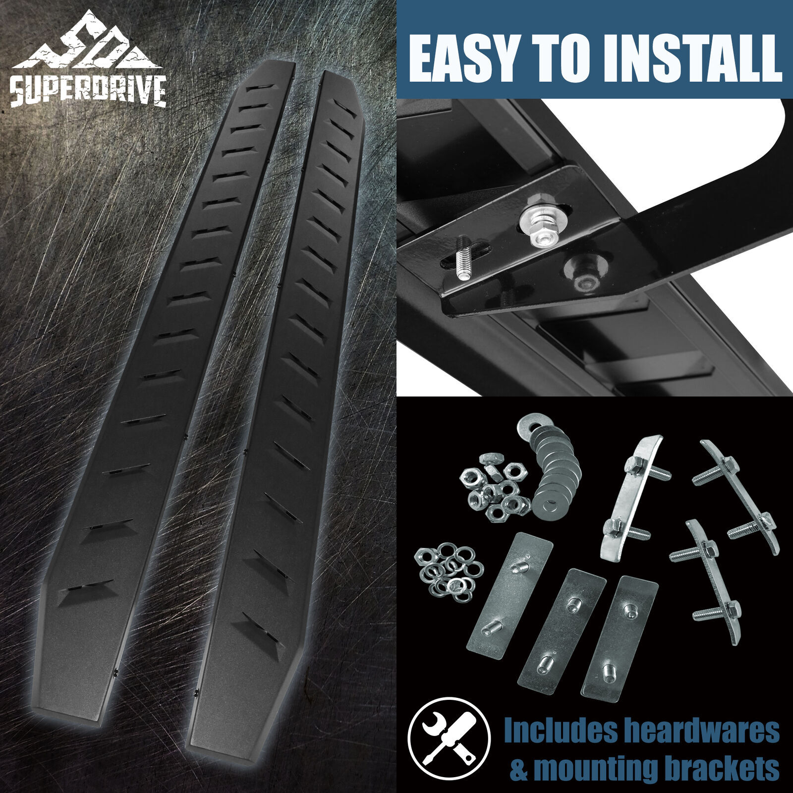 6" Black Raptor Running Boards Side Step Bars For 20152022 GMC Canyon