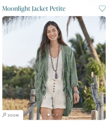 SUNDANCE Green Eyelet Moonlight Jacket Cardigan Summer Top Women's P M, Petite