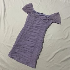 Fashion Nova Bandage Purple Mini Dress Bodycon Ruched Short Sleeve Polyester S