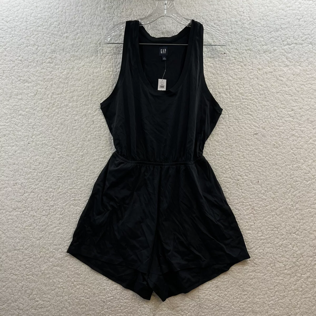 GAP Women s Black Wide Strap Open Back Romper With Pockets In