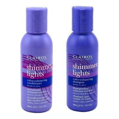 Clairol Shimmer Lights Purple Shampoo & Conditioner 2 oz w/FREE GIFT SAVE MORE
