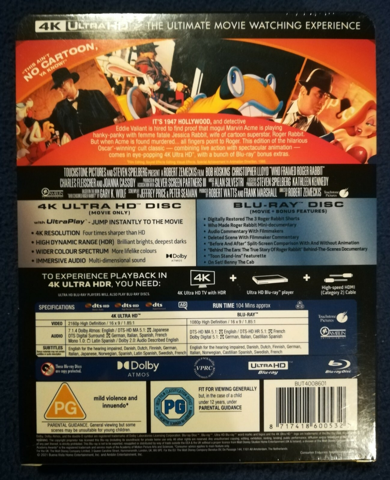 Qui Veut La Peau De Roger Rabbit 4k Qui veut la peau de Roger Rabbit ? Steelbook 4K Ultra HD Blu-ray Zavvi neuf  | eBay