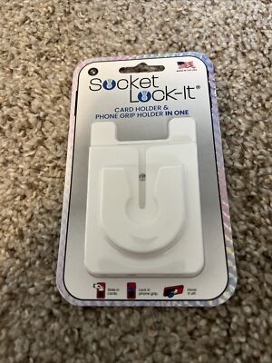Socket LOCK-IT 3 Credit Debit Card & Phone Grip Holder In One Made In USA White