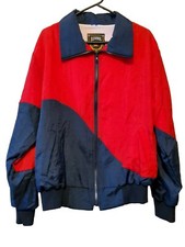 Rennoc Classic Red/Blue Colorblock Lined Pocketed Windbreaker Jacket M USA Made