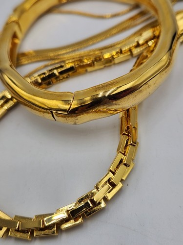 Country road chunky 14k GP bracelet tripple snake strand & boston link necklace - Picture 7 of 18