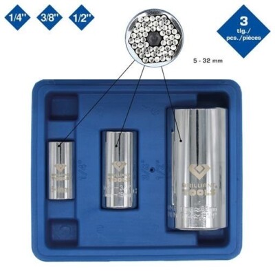 Brilliant Tools  BT022003 Universal-Stecknuss-Satz, 3-tlg, 5 - 32 mm