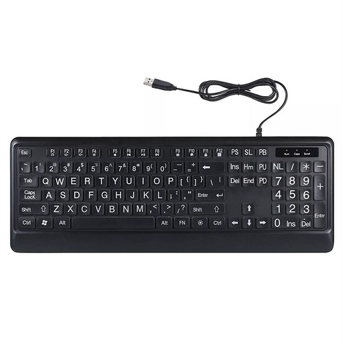 104 Key Wired Keyboard Backlit Large Print Keyboard Business Standard Keyboard - Picture 8 of 10