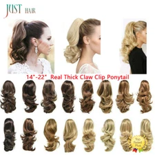 Real Thick Claw Ponytail Hair Piece Clip in Hair Extensions As Human Blonde Hair