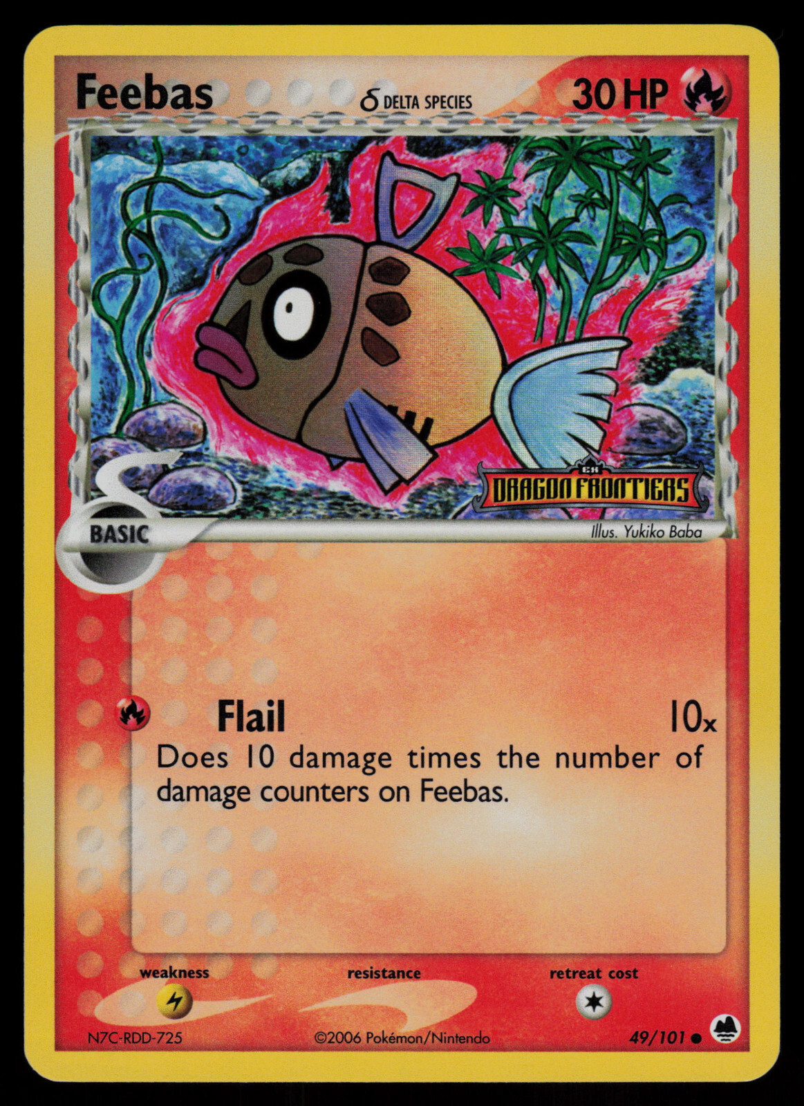 Feebas - 49/101 - Pokemon Card Ex Dragon Frontiers Reverse Holo Common - NM
