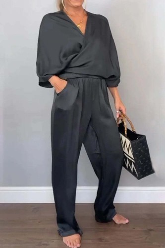 Conjunto de top y pantalón envolvente talla grande talla grande - Imagen 2 de 28