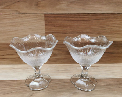 2 x Vintage Eisbecher/Eisschalen in Tulpenform mit Blütenblattboden