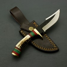 CUSTOM MADE HAND FORGED Railroad Spike Carbon Steel HUNTING KNIFE - STAG/ANTLER