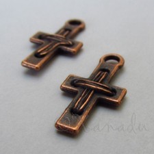 Christian Cross Charms 23mm Antiqued Copper Pendants C6025 - 10, 20 Or 50PCs