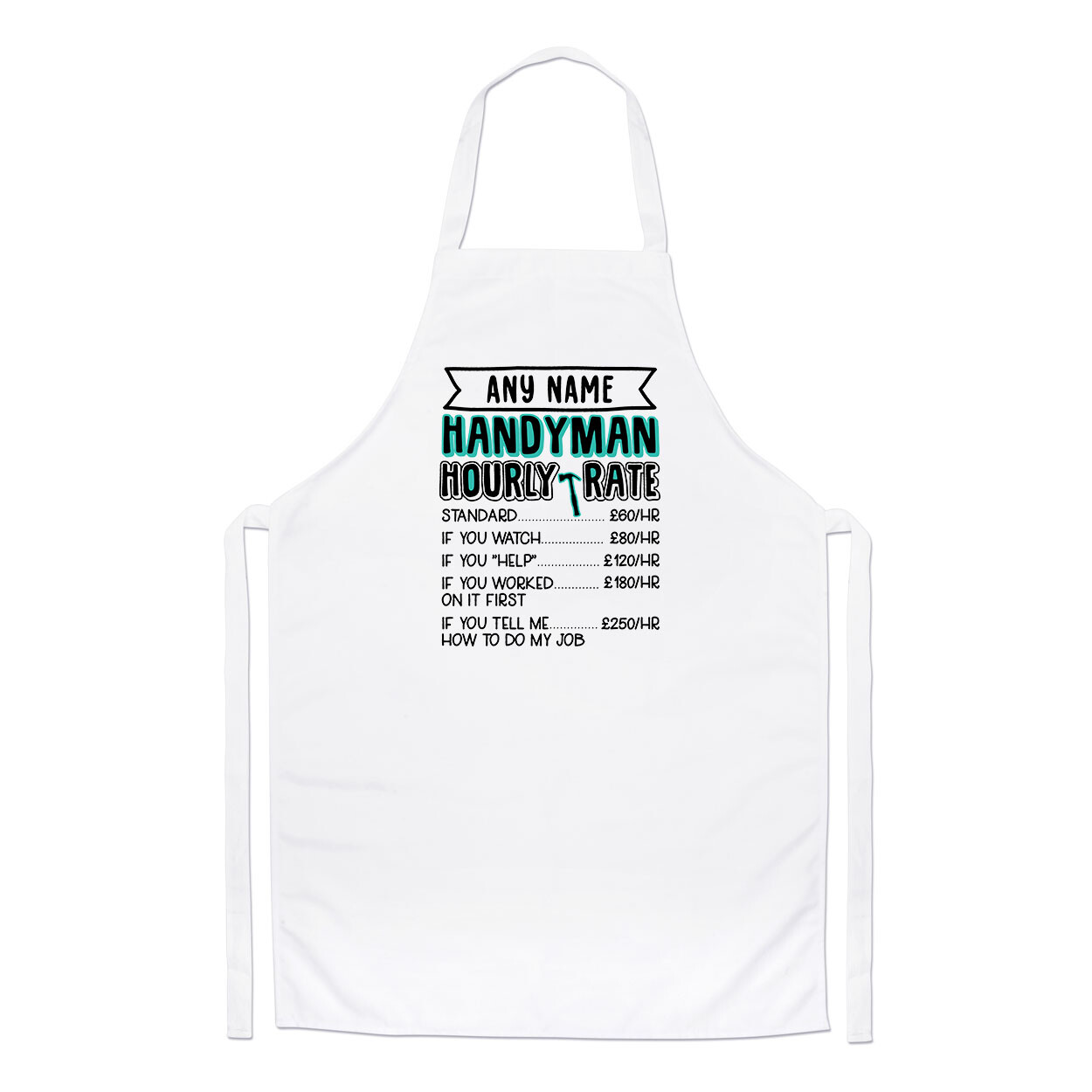 Personalised Handyman Hourly Rate Chefs Apron Funny Sarcasm Best Cooking