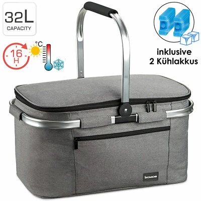 BOMOE Kühltasche Einkaufskorb Thermo Kühlkorb Kühlbox Isoliertasche Faltbar Korb 32L