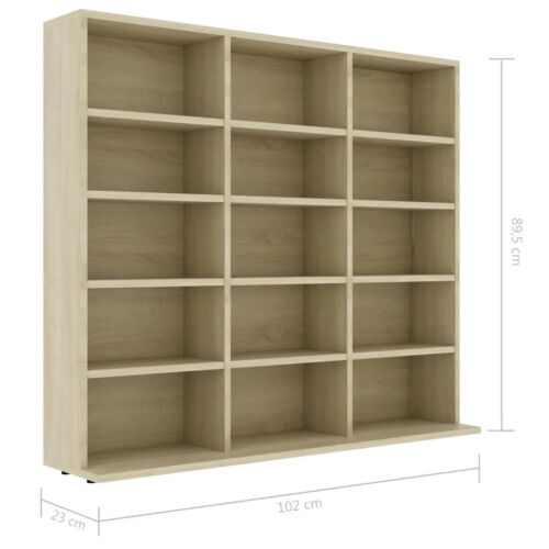 CD DVD Storage Cabinet Stand Organiser Display Bookshelf Rack Shelves Sonoma Oak - Picture 2 of 8