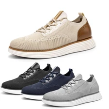 Men's Dress Sneakers Breathable Mesh Upper Oxfords Casual Wingtip Brogue Shoes