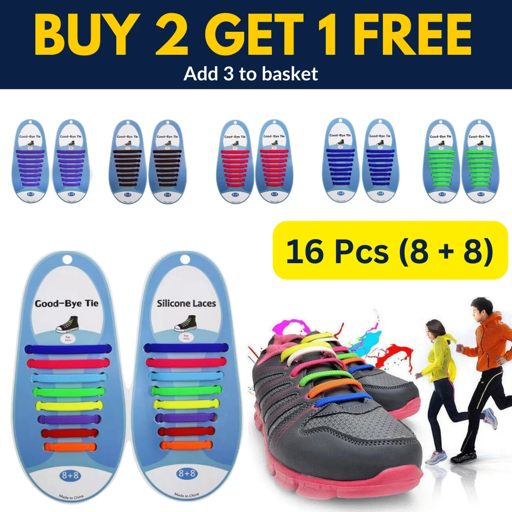 No Tie Elastic Shoelaces For Kids And Adult Trainers Shoes Laces Tieless Rubber