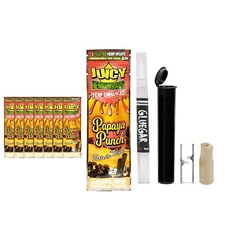 Juicy Hemp Wraps- 8 Pack- Papaya Punch- GlueGar OG 3ml, Glass & Wood Tips