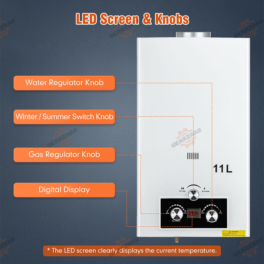 HIGH Quality Infinity LPG 11L Water Heater & Horizontal Flue Kit Static