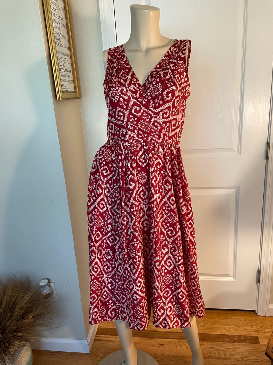 michael kors red dress Michael Print Silk Sleeveless Pleated Cross-Over Front 6 Concealed zipper closure at back Michael Kors women's red dress
