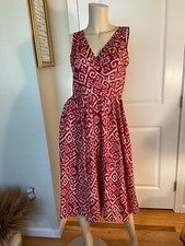 MICHAEL Michael Kors Red Print Silk Sleeveless Pleated Cross-Over Front Dress 6