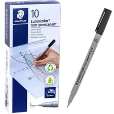 Staedtler Lumocolor Non-Permanent Marker 311-9 Black 0.4mm Super Fine Box of 10