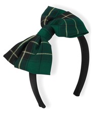 Girls Fashion Hair Accessories Green Plaid Headband, Stylish Cute Headwear