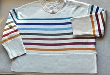 GAP Factory 24/7 Split Hem Crewneck Striped Oversized Sweater 100 Cotton XXL