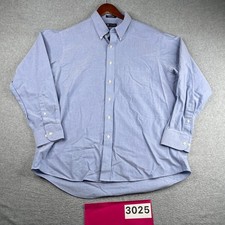 Chaps Oxford CLassic Fit Shirt 17 Wrinkle Free Blue Button Up Long Sleeve Mens