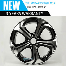 18 18x7.5 Wheel Rim For Honda Civic 2014 2015 Oe Design Machined Black 64064