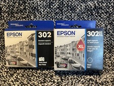 Genuine Epson 302XL Black High Capacity  302 Photo Black Standard Ink Date 2025