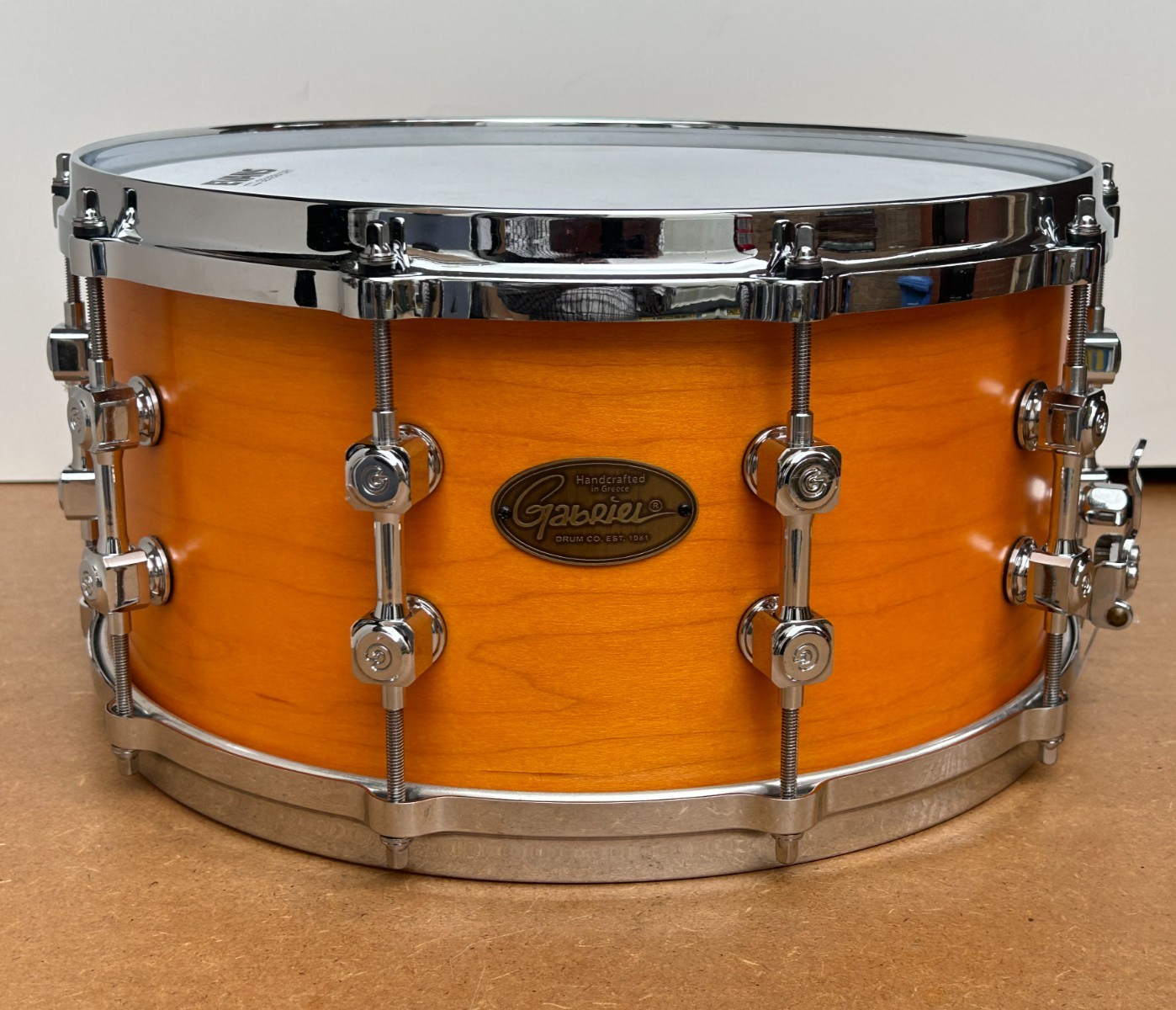 GABRIEL 14''x 7'' Handcrafted Snare Drum-11Ply Maple-10 Brass Lugs-Diecast hoops photo 1