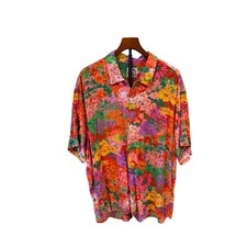 Vtg 90s Rare Jams World In Bloom Bright Floral Rayon Shirt Mens XL Hawaii Art XL