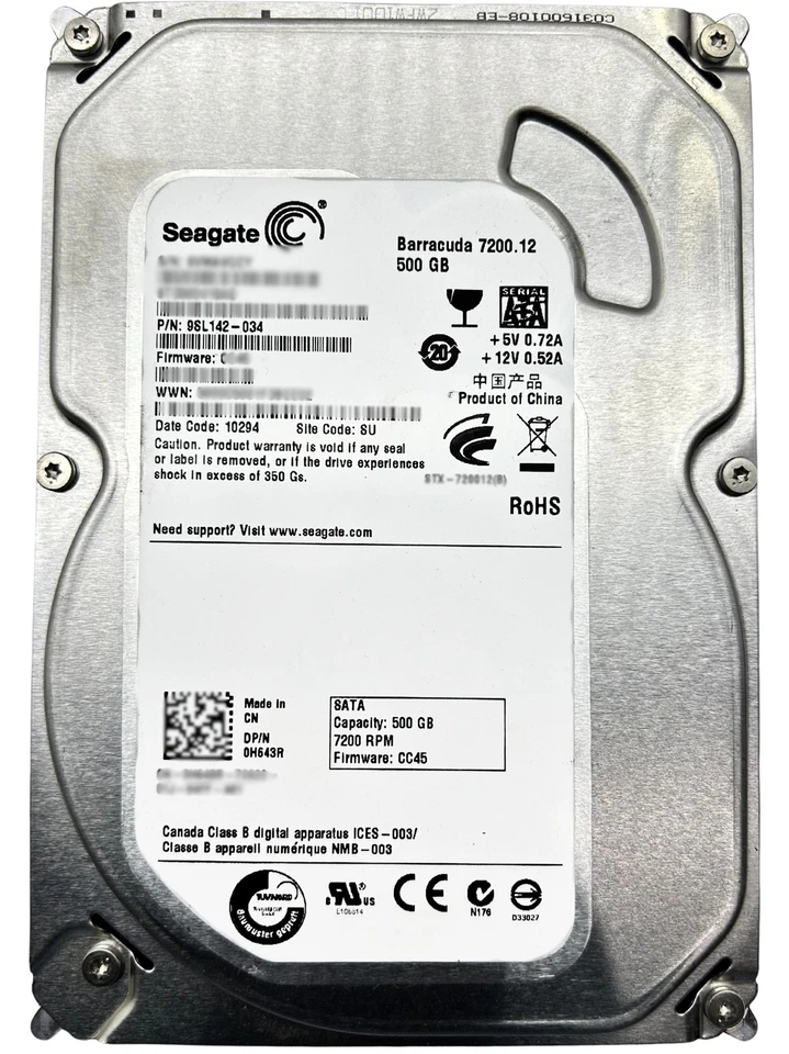 Dell 0H643R 500GB 7.2K SATA 3.5 3G Seagate DT | Server | Storage - Image 2 of 4