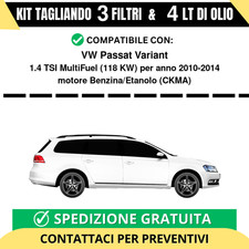 Tagliando per VW Passat Variant 1.4 TSI MultiFuel 118 kw Benzina/Etanolo 2010...