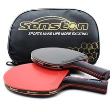 Tischtennisschläger Set 2 Spieler inkl. Tasche, Carbonfaser, Besaitet, für An...