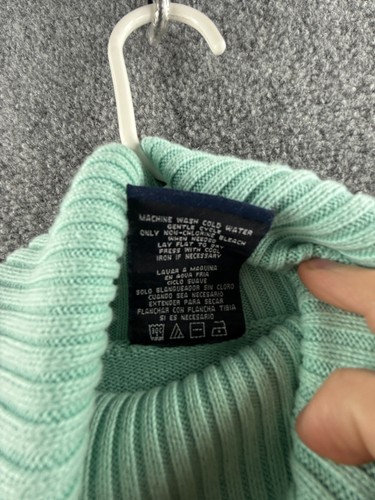 Ralph Lauren Polo Jeans Women Flag Sweater Light Blue Turtleneck Small Cotton - Picture 11 of 18