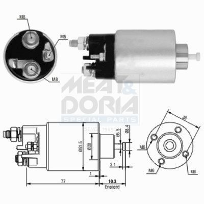 Magnetschalter Starter Anlasser Meat & Doria für Renault Clio II Kangoo 1998 ->