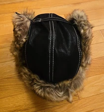 Men Faux Leather Fur Hat Russian Aviator Trapper Hat Winter Ushanka Earflap NWOT