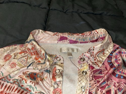 Guess Women’s Kali Paisley Long Sleeve Linen Sz-S Button Up Shirt NWOT - Picture 5 of 21
