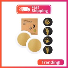 2-Pack Round Inkless Baby Hand and Footprint Kit - Mess Free Ink Pad for Newborn
