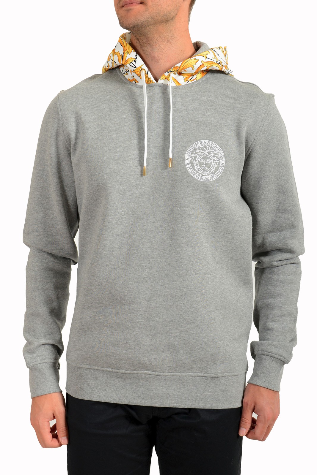Мужская толстовка с капюшоном Versace Mens Gray - Barocco с вышивкой Медузы Барокко 101490₽