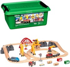 Brio World Cargo Railway Deluxe Set 54 Piece Wooden Toy With Track Train 33097