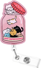 Cute Cat Nurse Badge Reel - Retractable ID Holder for Medical Staff
